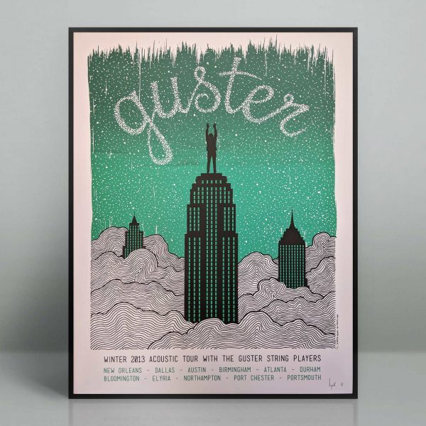 Guster concert tour poster (green/teal variant) from the 2013 Acoustic Tour