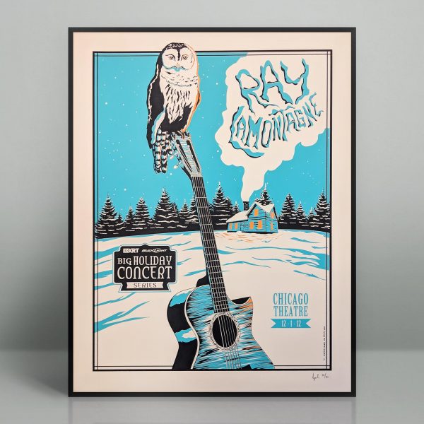 Ray LaMontagne concert poster from the Chicago Theater in Chicago, Illinois