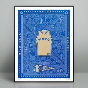 Commemorate the Bucks storming into the semifinal round with this limited edition, hand printed silk screened poster. This is the second poster in a series, we will release a new poster for each round of the playoffs that the Bucks compete in. Collect them all.