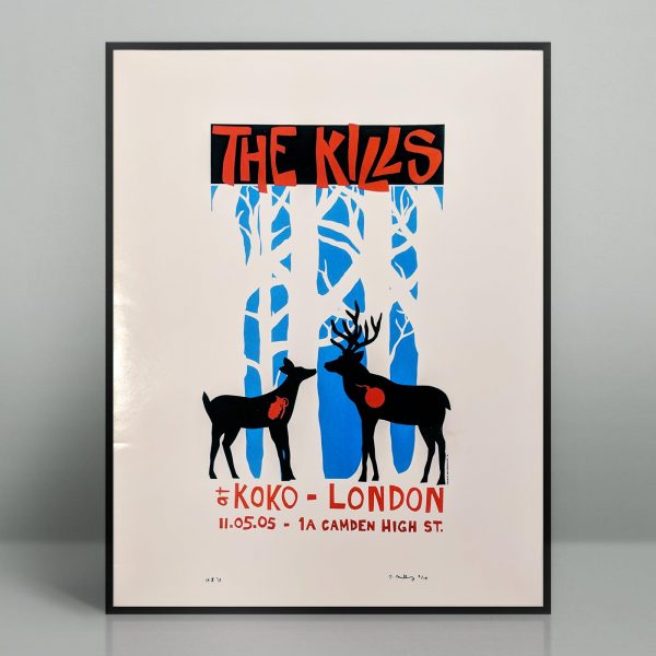 Digitally printed The Kills concert poster for the November 5th, 2005 performance at KOKO in London, England. Designed by our friend Jack Muldowney of Studio Malt.