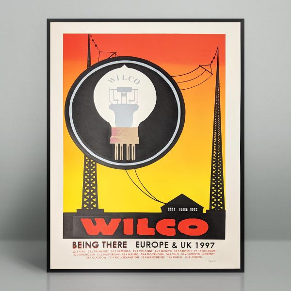 Hand silk screened Wilco 1997 European and UK tour poster.