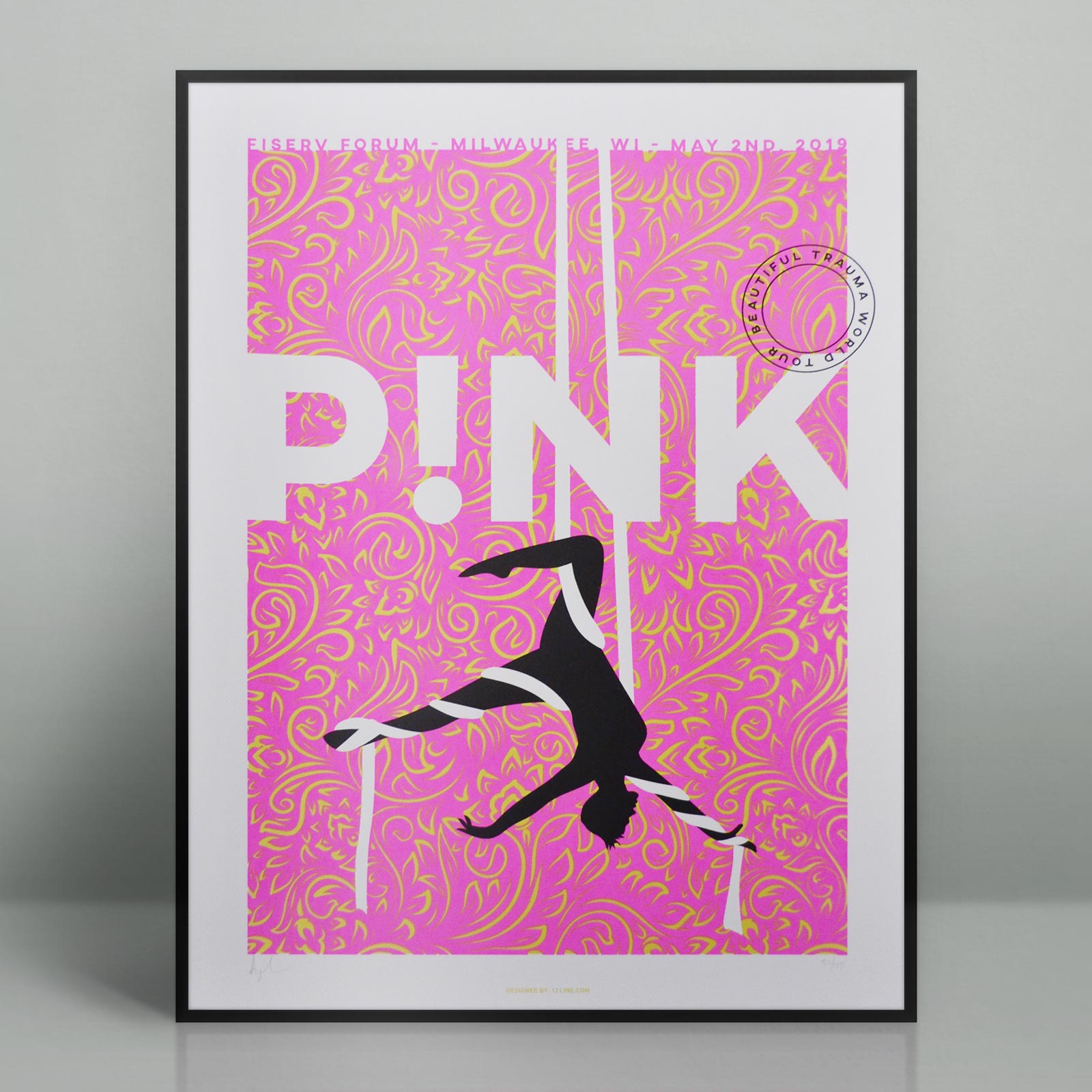 Pink concert poster Milwaukee, Wisconsin Rock on Paper