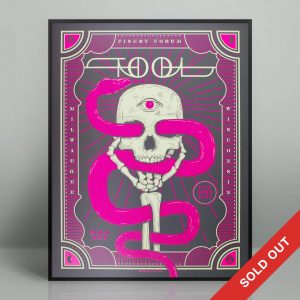 Tool concert poster from their 2019 Halloween show at the Fiserv Forum in Milwaukee, Wisconsin. Black light reactive.