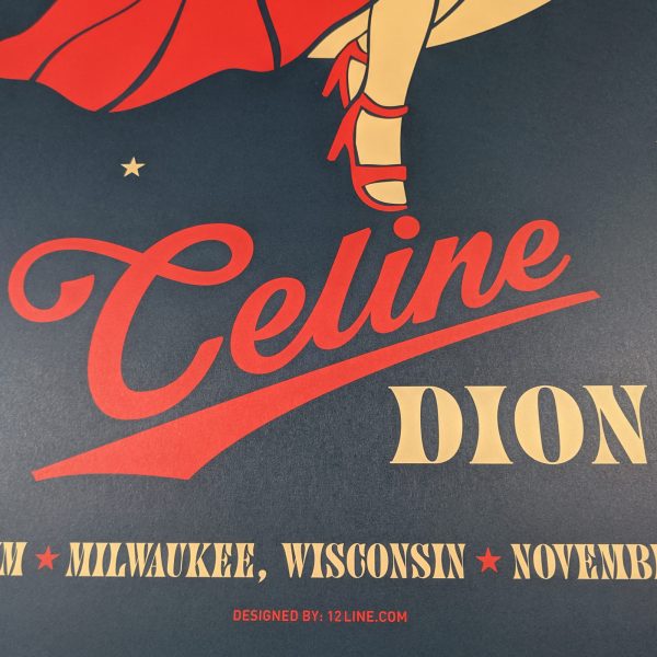 Celine Dion concert poster from the November 3rd performance at Fiserv Forum in Milwaukee, Wisconsin