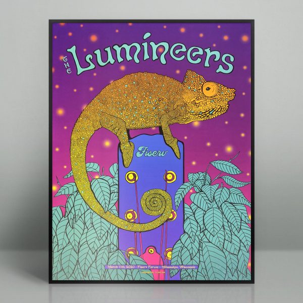 The Lumineers concert poster from their March 11th, 2020 performance at Fiserv Forum in Milwaukee, Wisconsin.
